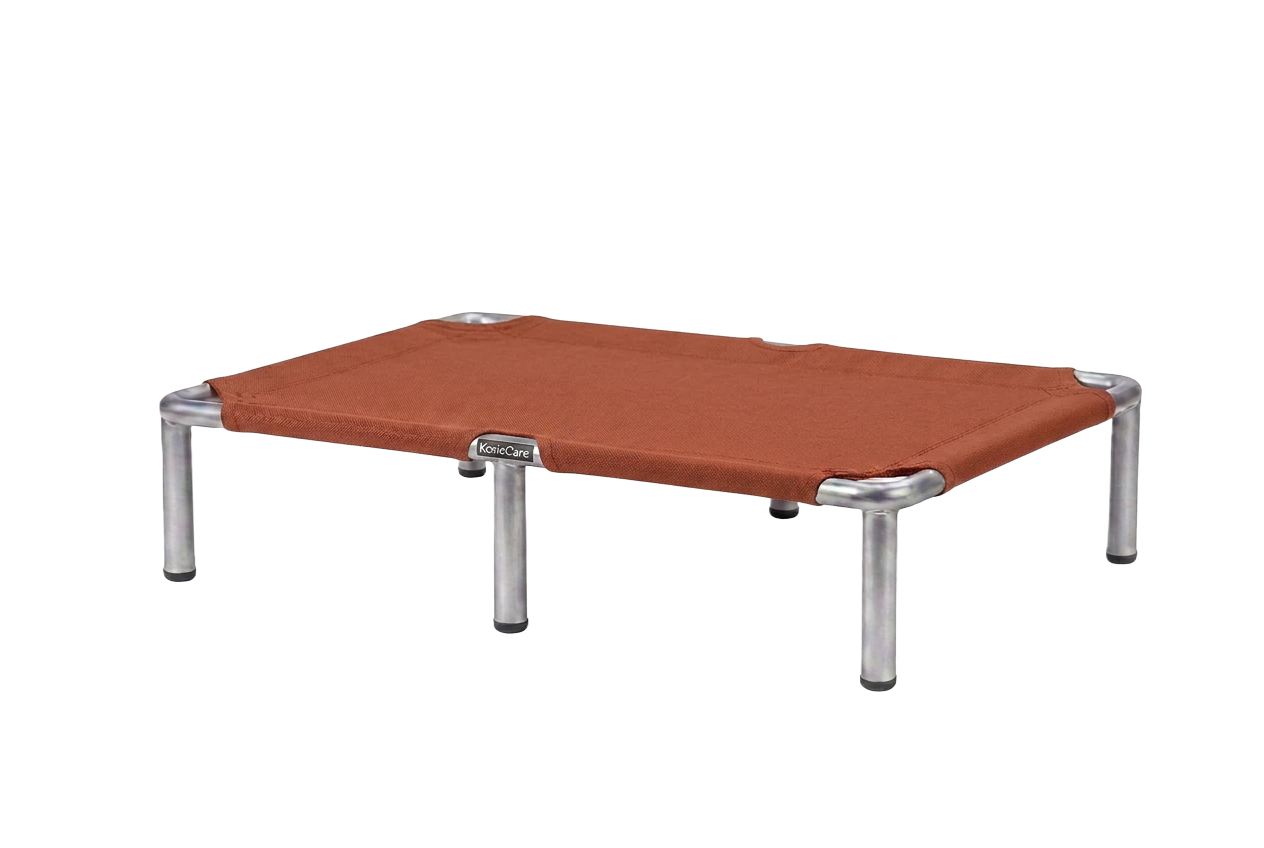 Wolfhound KosieCare Bed — handmade raised dog bed in rust canvas